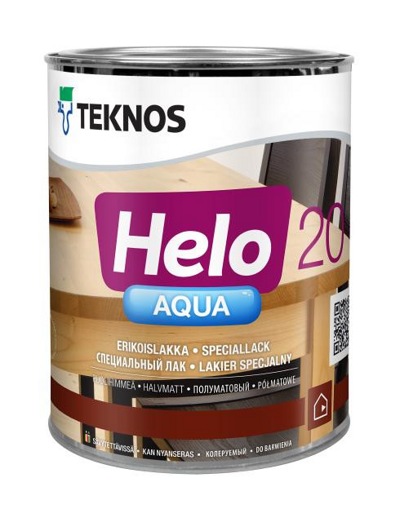 Teknos HELO AQUA 20 полуматовый водоразбавляемый лак, 0,9л - фото