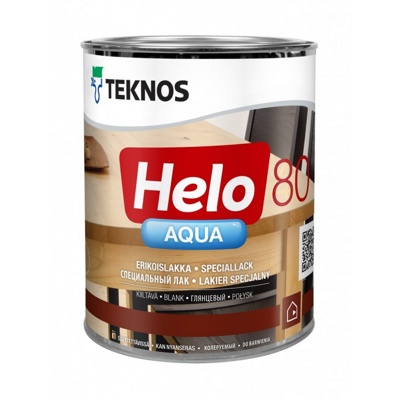 Teknos HELO AQUA 80 глянцевый водоразбавляемый специальный лак, 0,9л - фото