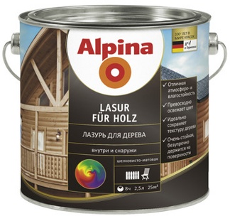 Alpina HolzLazur  цветная лазурь для древесины 2,5л